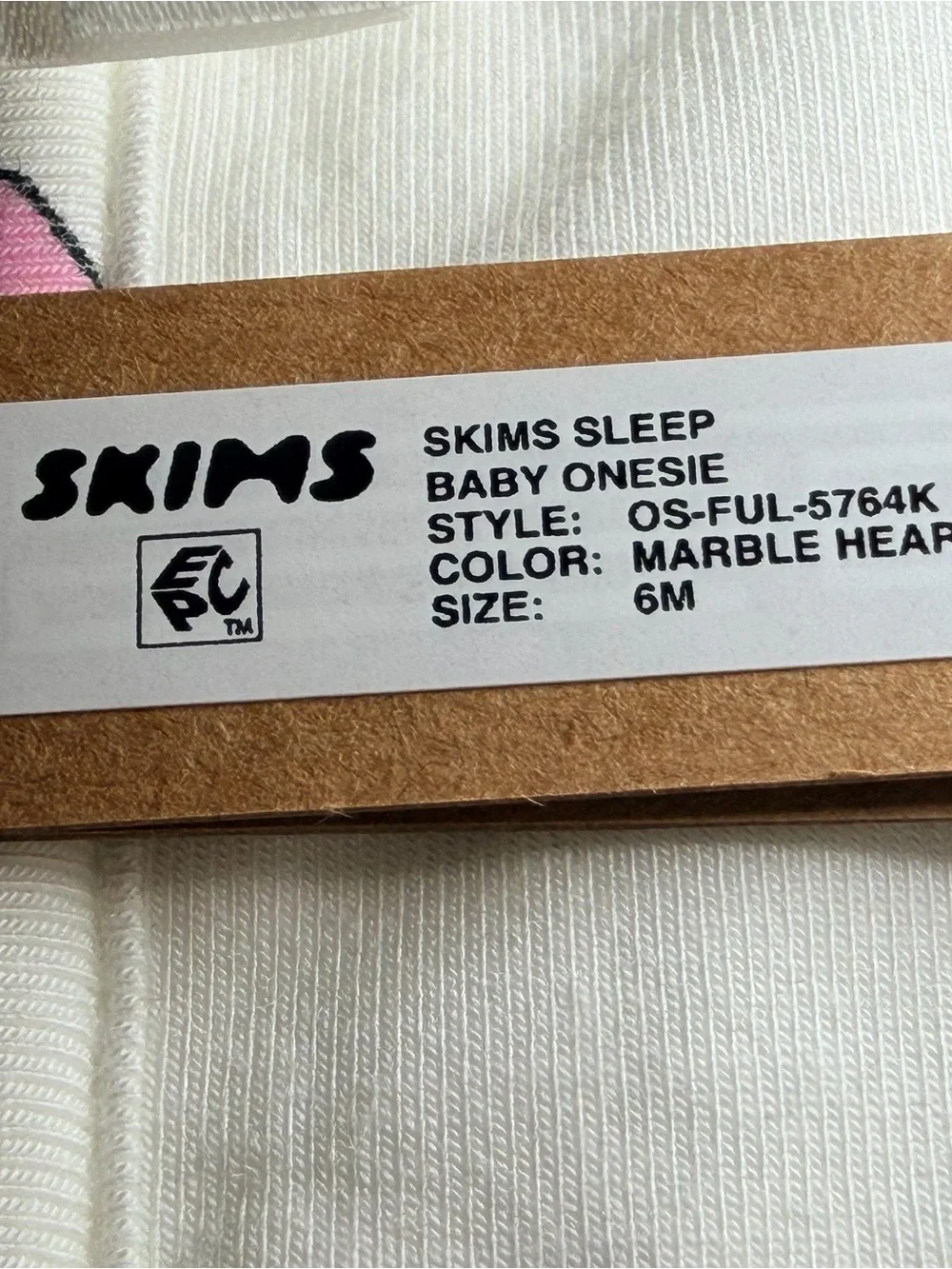NWT SKIMS White Footed Sleep Sack with Pink Heart Logos